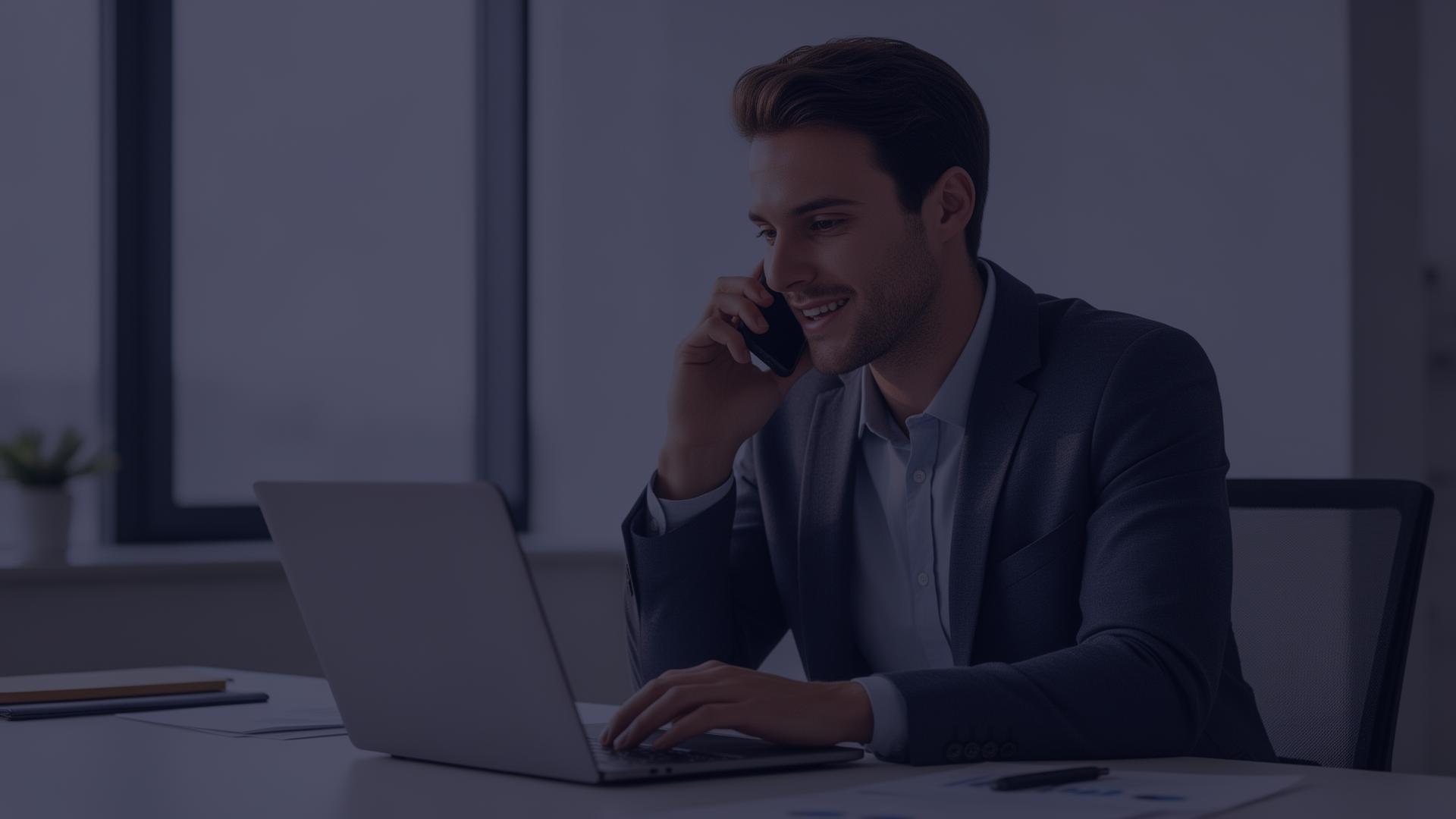 Sales professional on a call