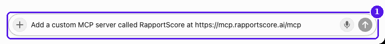 Grok Bot message box with the add custom MCP server message typed in